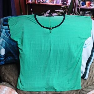 Susan Lawrence Vibrant Green Top with Black Accents